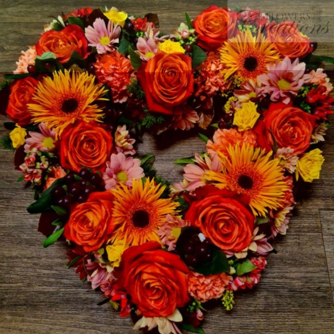 Autumn Heart Wreath Orange